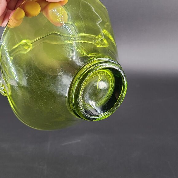 Vintage Viking Epic Green Glass Basket Clear Applied Handle - Picture 4 of 4